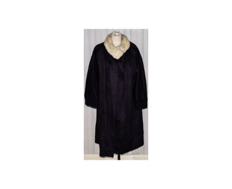 Vintage Wool and Mink Swing Coat Black wool mix ladies coat in typical early 1960's cocoon/swing shape. Blonde mink collar, s