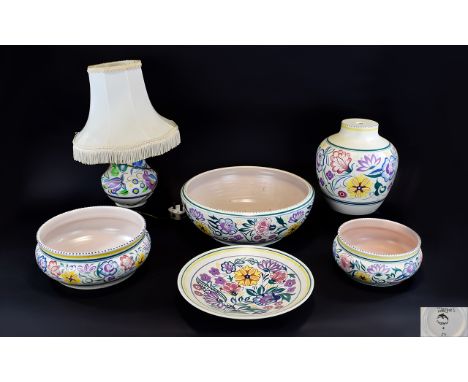A Good Collection of Large Poole Pottery Items From The 1960's ( 6 ) Pieces In Total. Comprises Large Bowls ( 4 ) and Large L