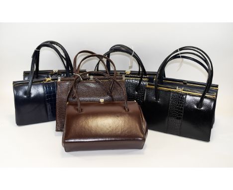 A Large Collection Of Vintage Bags Eight in total, all 1950's - 60's framed top handle totes with gold hardware. To include t