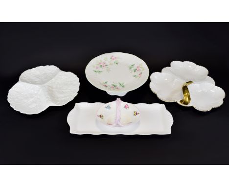 Collection Of Ceramic Items Five in total to include Coalport foliate shaped three compartment dish, Shelley sandwich tray, S