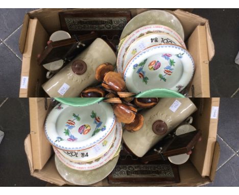 Large Collection Of Mixed Ceramics And Collectibles To include several carved wooden mushrooms, earthenware hot water bottle,