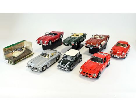 A Collection Of Burago Diecast Model Cars Eight in total made in Italy and marked Burago to underside chassis. Each in excell