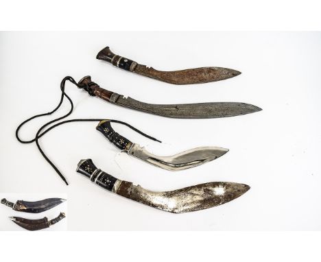 Nepalese - Collection of Vintage and Antique Military Kukris ( 4 ) In Total, 2 With Sheaf's/ Condition Good Although Two with