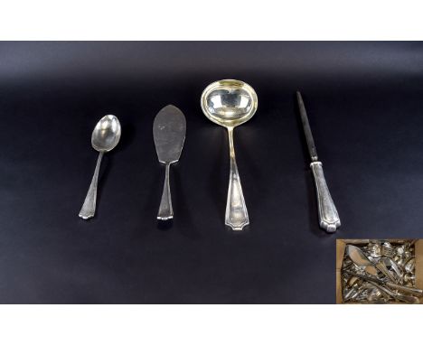 A Large Collection Of Silver Plated Cutlery 136 pieces in total, each piece stamped to underside 'Gladwin Embassy Plate, Shef