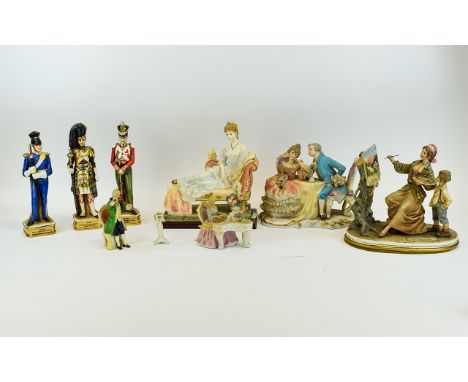 Collection Of Decorative Ceramic Figures & Ornaments Eight items in total to include three soldier figures, large figure of r