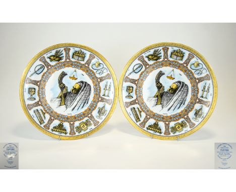 Goebel Traditions Plates Two in total marked to back 'Traditions from an original work of art by Laszlo Ipansky' 