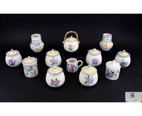 A Collection of Poole Pottery Items From The 1950's / 1960's. Mostly Vases and Lidded Vases ( 12 ) Items In Total, 3 Designed