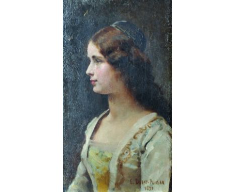 Edouard Bernard Debat-Ponsan (1847-1913) French. Portrait of a Young Girl, Oil on Panel, Signed and Dated 1891, in a Gilt Bar