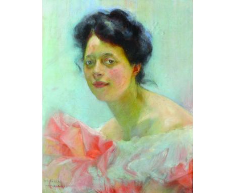 W... Niels (19th Century) Continental. Portrait of Olga Jacoby (nee Ikle), wife of John Jacoby, Pastel, Signed and Inscribed 