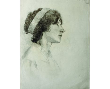 Francis Campbell Boileau Cadell (1883-1937) British. Portrait of a Lady, believed to be Lady Lavery, Pencil on joined paper, 