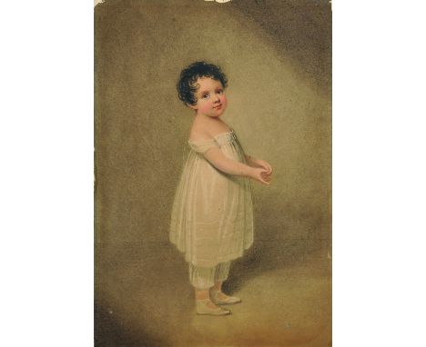 Adam Buck (1759-1833) British. Full Length Portrait of a Young Girl, Dressed in White, Watercolour, Unframed, 9.25" x 6.5". P