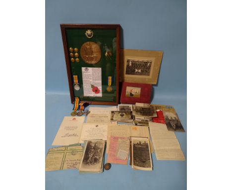 A family group with consecutive army numbers: a WWI pair, British War and Victory medals awarded to: 27454 Pte H T Hambly, D 