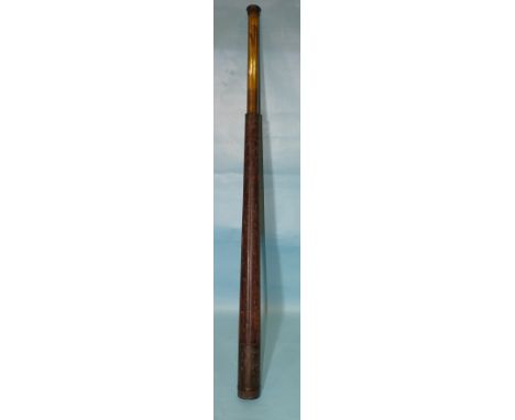 A Negretti &amp; Zambra leather-bound single-draw telescope dated 1892, broad arrow mark and W.D.355, 93.5cm, 132cm extended.
