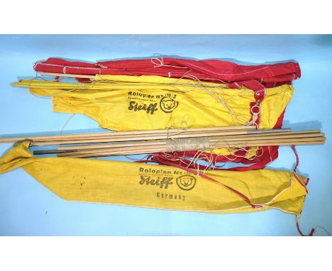 A vintage Steiff Roloplan No.120/2 kite, yellow and red, in original bag. 