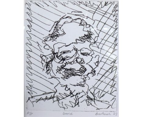 Frank Auerbach (British/German,b. 1931), 'David', 1989, etching, signed in pencil, from seven portraits series, proof plate, 