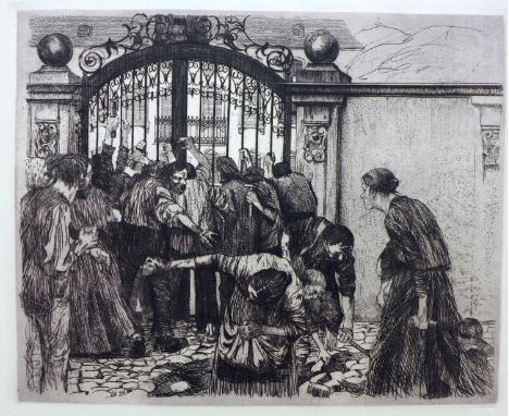 Kathe Kollwitz (German, 1867–1945), 'Weberaufstand-Sturm', 1897, etching, blindstamped, H.30.5cm W.24.5cm 