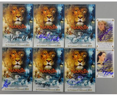 Chronicles of Narnia, Eight signed cards including Dawn French, James McAvoy, William Moseley, Sander Keyes, Georgie Hensley,
