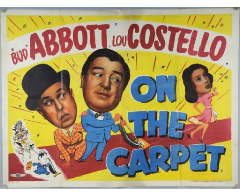 Four vintage British Quad film posters including On The Carpet (Abbott & Costello), Guys and Dolls, The Pajama Game & The Mus