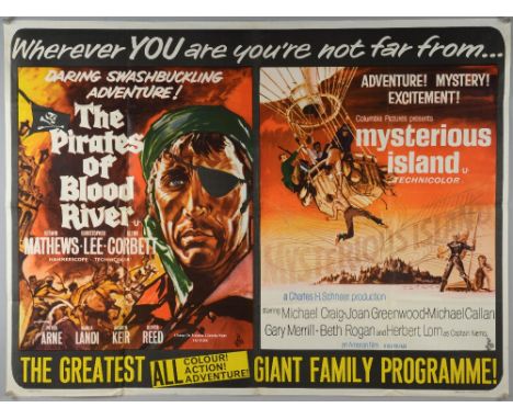 The Pirates of Blood River / Mysterious Island (1962) British Quad double bill film poster, starring Christopher Lee, the for
