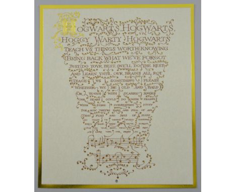 Harry Potter and The Philosophers Stone (2001) elaborate gold inlaid production made song sheet used in the film by the stude