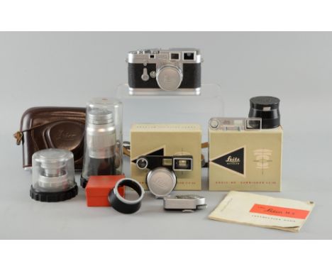 Leica M3 Rangefinder Camera, serial no. 782937, lenses including Summicron 1:2 Nr. 1578757, Elmar 1:4 Nr. 1386712, Elmar 1:4/