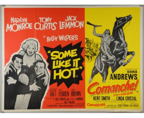 Some Like It Hot / Comanche! (1970), British Quad double-bill film poster, starring Marilyn Monroe, low print run, United Art