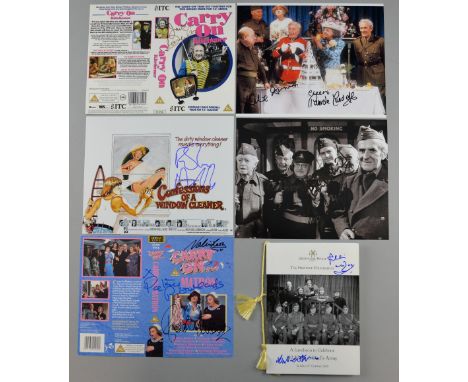 DadÉs Army & Carry On, Nine signatures including Frank Williams, Philip Madoc, Ian Lavender, Clive Dunn, Pamela Cundell, Pats