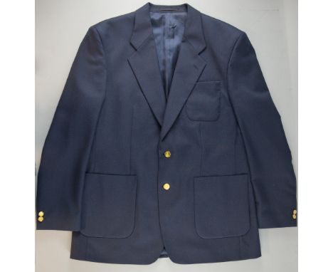 A navy blazer with four brass military / heraldic emblem buttons, believed worn at Star Wars Episode II UK Premiere, the Jame