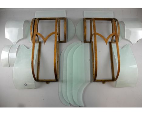 Cinema - Pair of metal light fittings complete with frosted glass panels from The Ritz Southend, c 1935, architect Robert Cro
