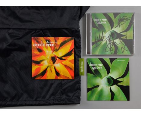 Depeche Mode, Exciter CD signed on front by Dave Gahan, Martin Gore & Andrew Fletcher, with a five track album sampler promo,