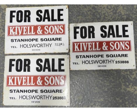 3 ENAMEL FOR SALE SIGNS 