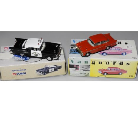BOXED CORGI CLASSIC CHEVROLET PATROL CAR 97396 + VANGUARD VAUXHALL VICTOR VA38000 