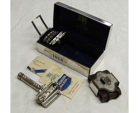 PLATED BOXED WILKINSON SHAVING SET 