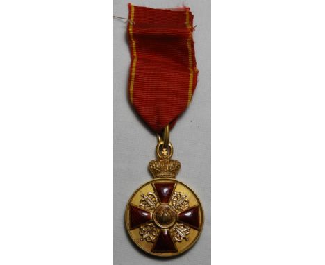 MEDALS - RUSSIA ORDER OF ST ANNE 1911 PATTERN GOLD & ENAMEL 