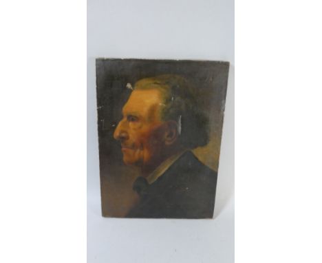A Mounted but Unframed Oil on Canvas, Portrait of a Gentleman, 41cmx30cm, Some Tares 