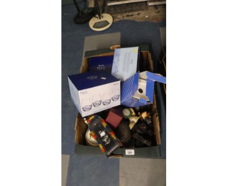 A Box of Various Ornaments, Boxed Spode Blue Italian Glassware Sets etc 