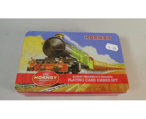 A Hornby Card Games Book, Two Decks of Playing Cards and Five Dice in Decorated Tin Box, 20cm Wide 