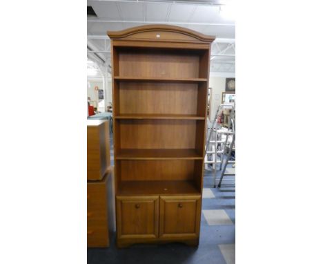 A Modern Four Shelf Open Bookcase with Cupboard Base, 84sm Wide