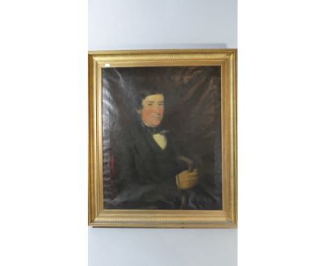 A Large 19th Century Oil on Canvas, Portrait of Mr Cooper, Uttoxeter, 76x62cm