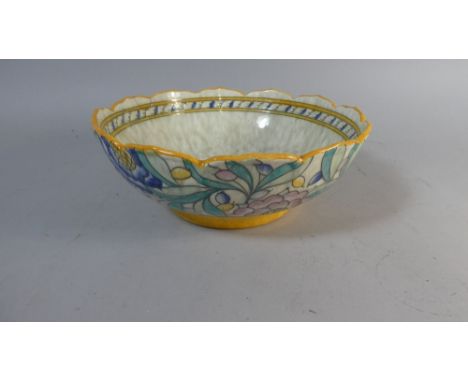 A Crown Ducal Charlotte Rhead Tube Lined Bowl, Signed (AF)