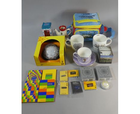 A Tray of Curios to Include Diecast Replica of the Dome, Millennium Mugs, Lighthouse Teapot etc 