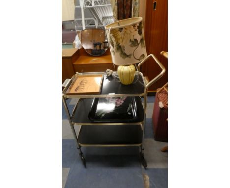 A Three Tier Trolley, Table Lamp and Bed Tray