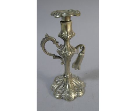 A Small Silver Plated Bedchamber Stick with Snuffer, 13cm High 