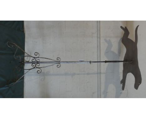 A Sheet Metal Hound Weather Vane Set on Later Tripod Stand, Hound 65cm Long