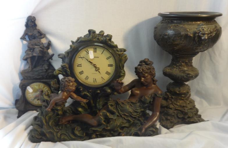 Juliana Quartz Mantel Clock with recumbent female & cherub decoration