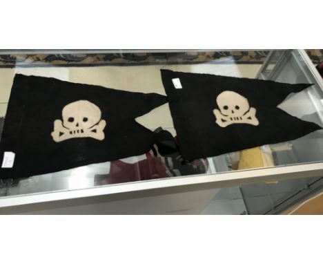 A pair of Royal Navy pennants: HMS Trident and Thrasher