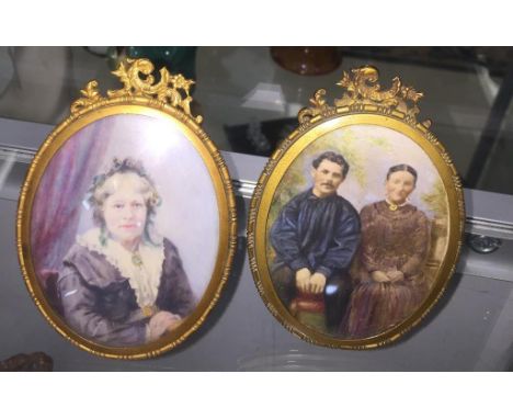 A pair of miniature portrait prints