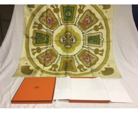 A boxed Hermes "Poste et Cavalerie" silk scarf