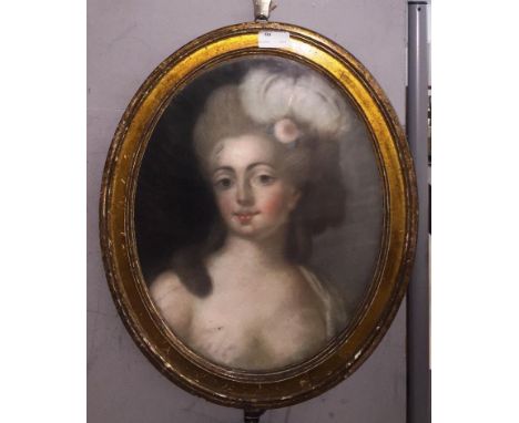 A 19th century French-style pastel portrait of a woman, 40 x 32 cm