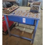 LOT - IRONWORKER PUNCHES AND DIES, W/ STEEL TABLE 42" X 36" X 41-1/2" HT, (MADE FOR USE W/ THE P70